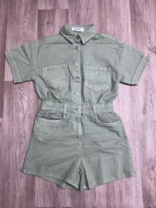"Tay" Green Denim playsuit